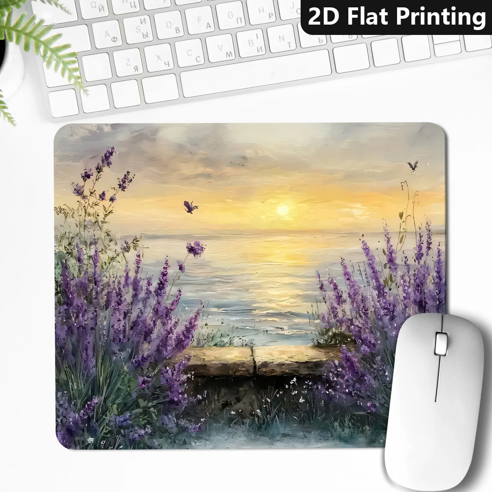 Desk Setup At Office - Campo di lavanda al tramonto, 1