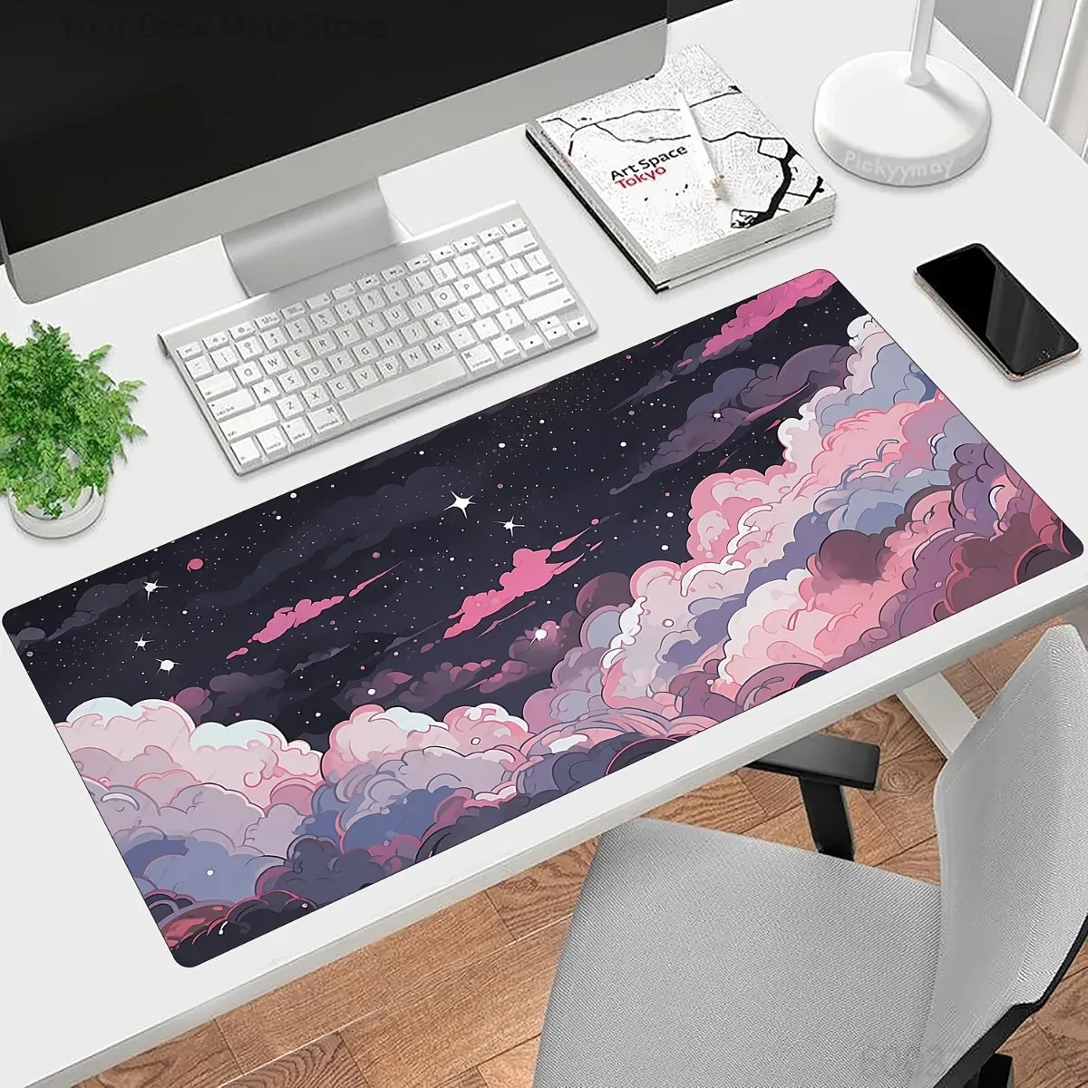 Desk Setup Laptop And Pc - Tappetino per Mouse Anime Rosa e