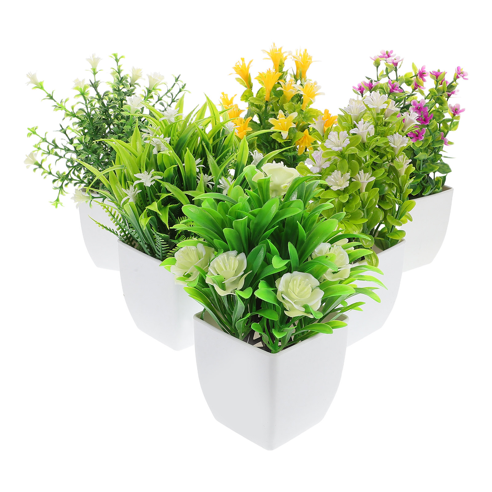 Plant Pot Small Desk - 6 Piante Artificiali in Vaso Realistiche